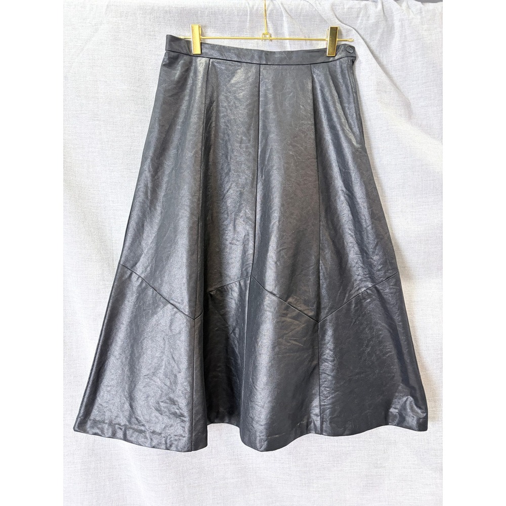 Vintage 80s Pierre Lamonte Black Metallic Maxi Skirt Full A Line Made USA 12